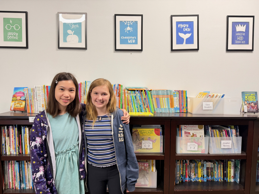 Happy people in library.